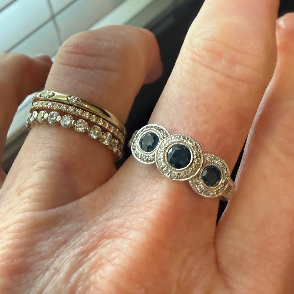 18k White Gold Mark Henry Sapphire Diamond Ring - Picture 8 of 13